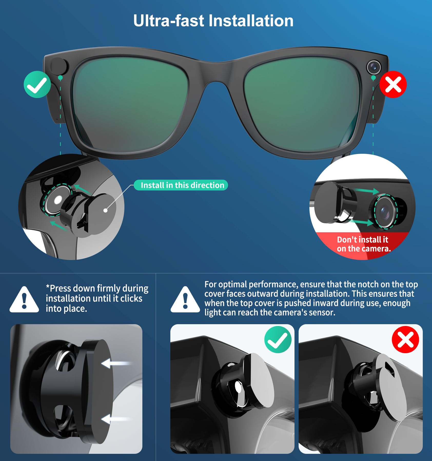 最安 LED隠匿カバー装着済RayBan gen1 レイバンメタ Amazon.com: LED Light Cover for RayBan Meta Smart Glasses